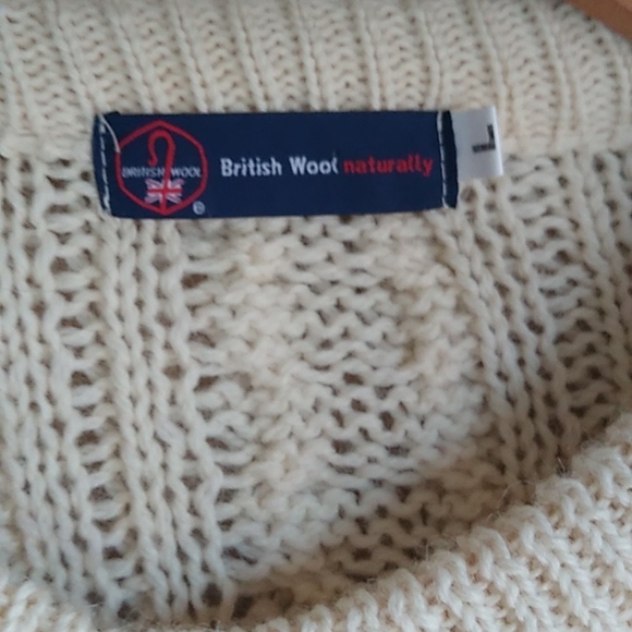 British Wool Cable Knit Cardigan Button Front Sweater Size L Grandpa Sty… - Picture 3 of 11